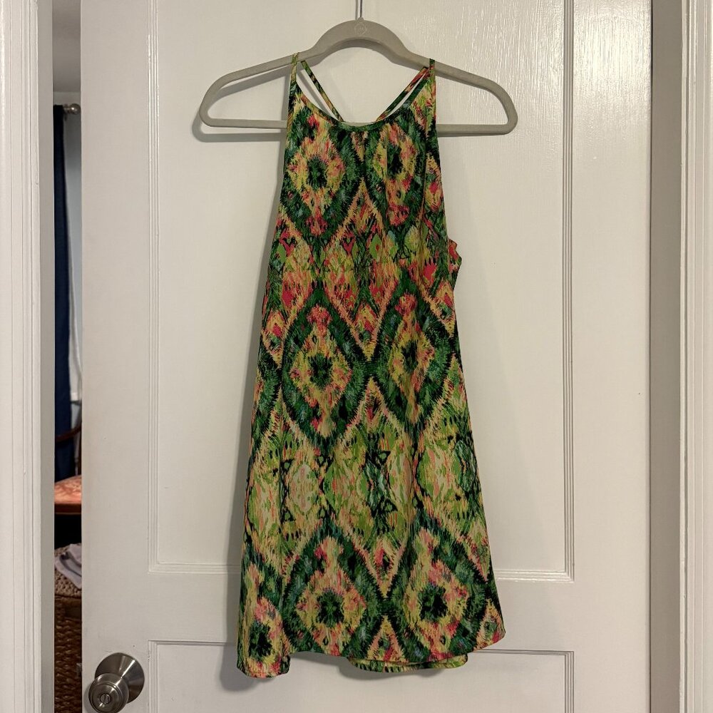 Karlie Racerback Geometric Print Mini Dress
